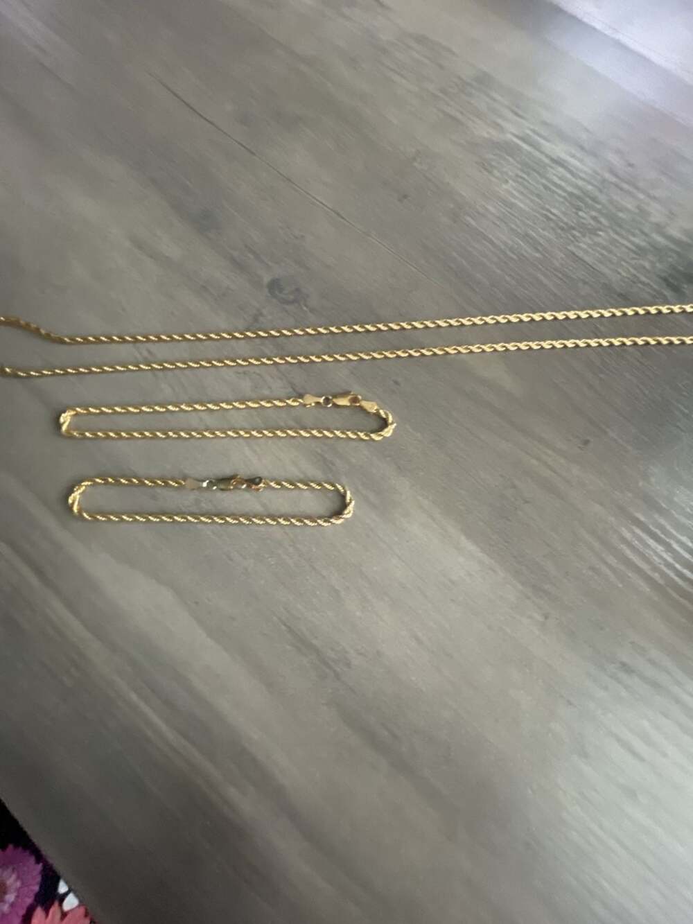 Gold Plated Rope Chain And Bracelet Set - Picture 3 of 6